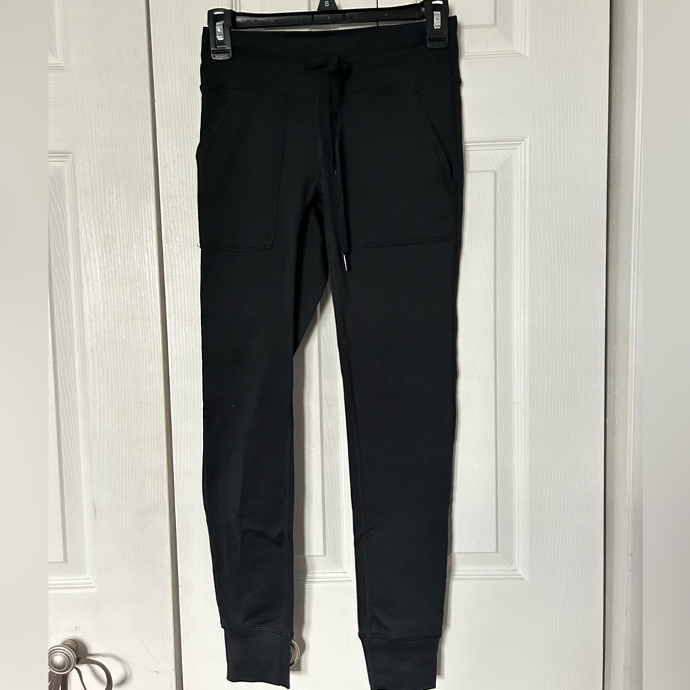 Aerie Black Sweatpants with Tapered Leg Design